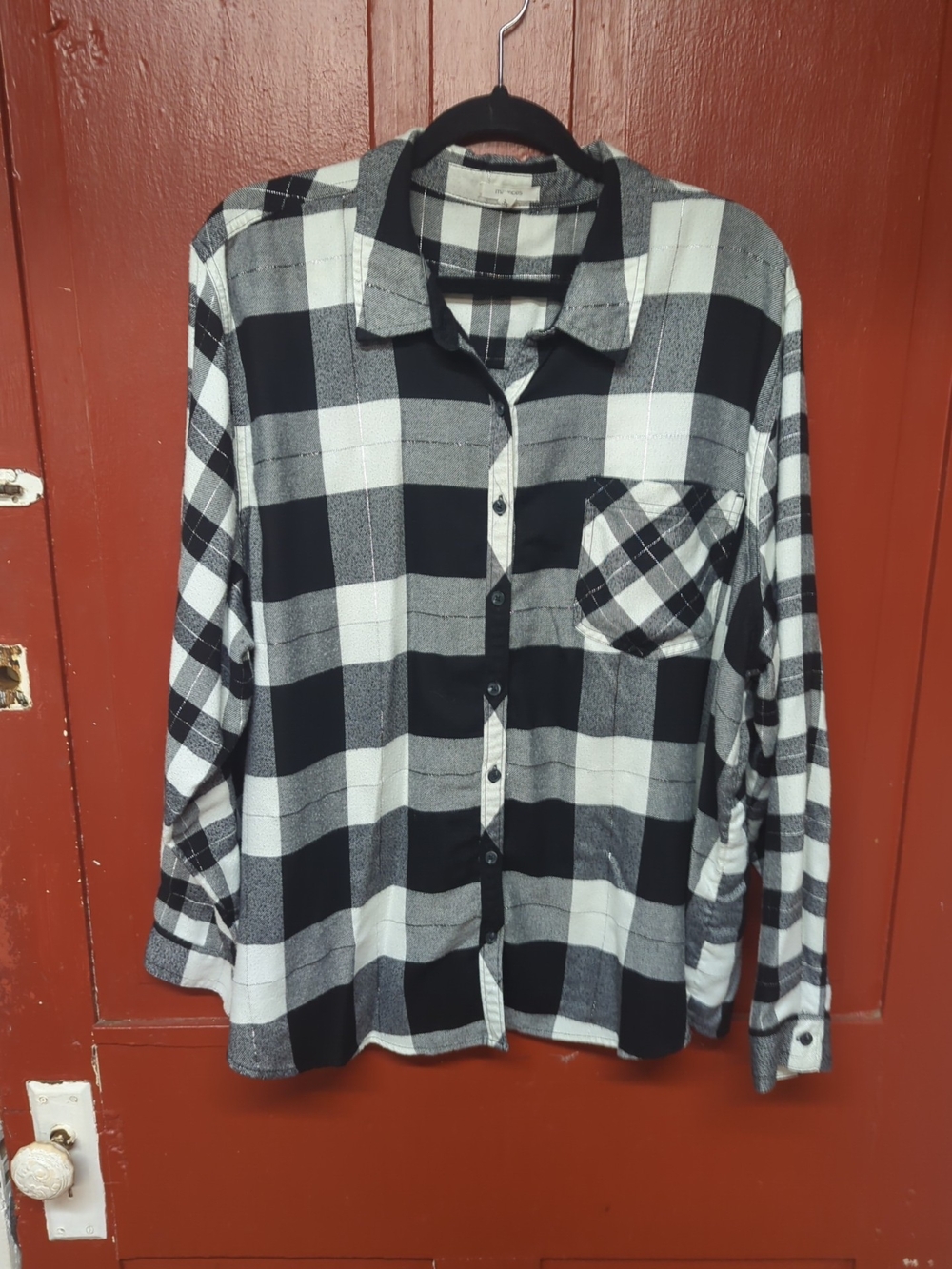 Maurices Black and White Plaid Shirt - 3X